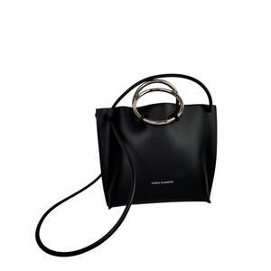 Kozha Numbers Mini Safe Handbag Black Silver Leather Top Handle Crossbody Bag